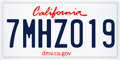 CA license plate 7MHZ019