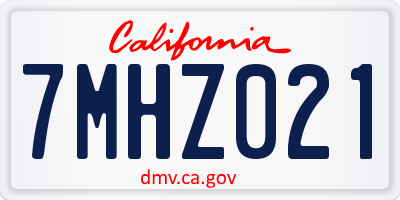 CA license plate 7MHZ021