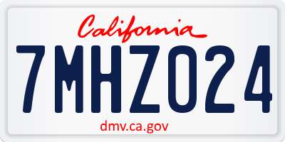 CA license plate 7MHZ024
