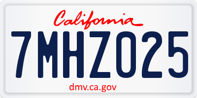 CA license plate 7MHZ025