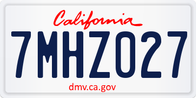 CA license plate 7MHZ027