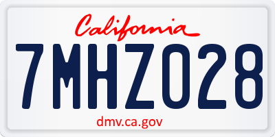 CA license plate 7MHZ028