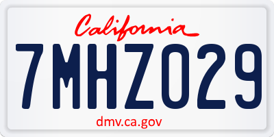 CA license plate 7MHZ029