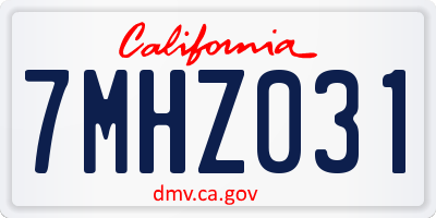 CA license plate 7MHZ031