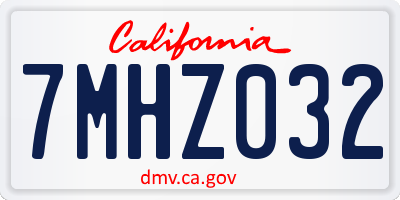 CA license plate 7MHZ032