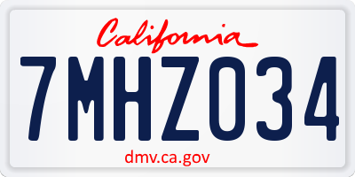 CA license plate 7MHZ034