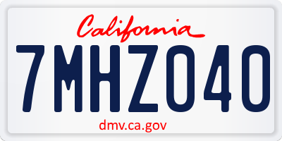 CA license plate 7MHZ040
