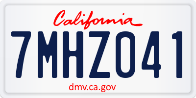 CA license plate 7MHZ041