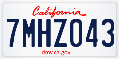 CA license plate 7MHZ043