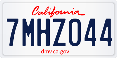 CA license plate 7MHZ044