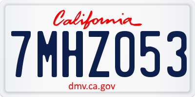 CA license plate 7MHZ053