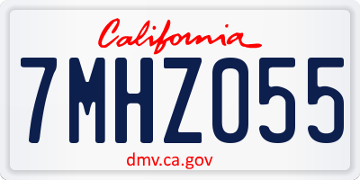 CA license plate 7MHZ055