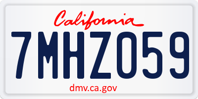 CA license plate 7MHZ059