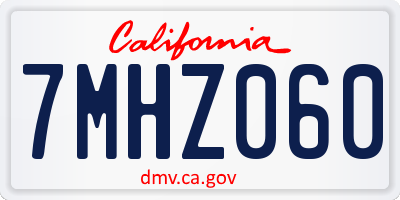 CA license plate 7MHZ060
