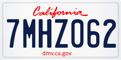 CA license plate 7MHZ062