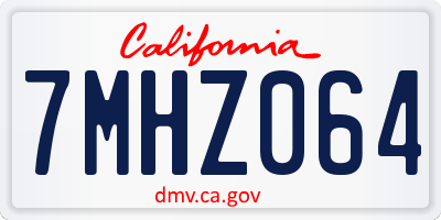 CA license plate 7MHZ064