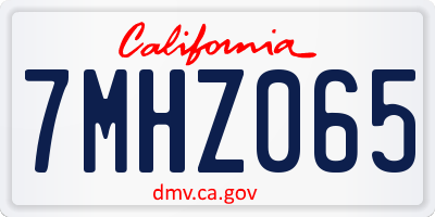 CA license plate 7MHZ065