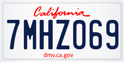 CA license plate 7MHZ069