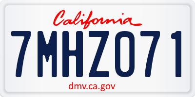 CA license plate 7MHZ071
