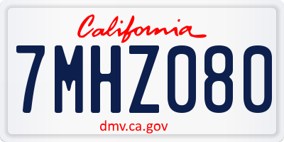 CA license plate 7MHZ080