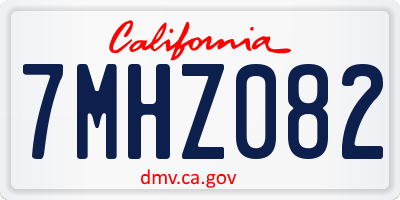 CA license plate 7MHZ082