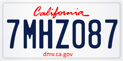 CA license plate 7MHZ087