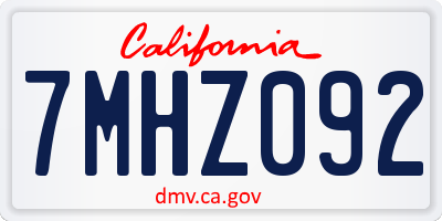 CA license plate 7MHZ092