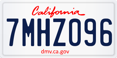 CA license plate 7MHZ096