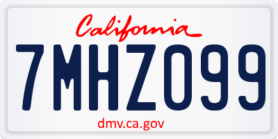 CA license plate 7MHZ099