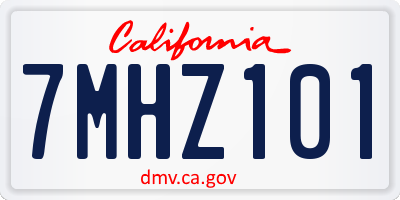 CA license plate 7MHZ101
