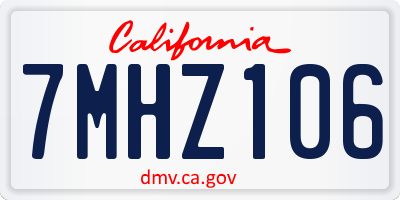 CA license plate 7MHZ106