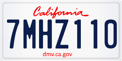 CA license plate 7MHZ110