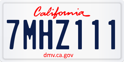 CA license plate 7MHZ111