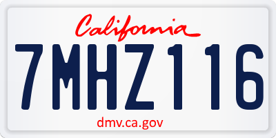 CA license plate 7MHZ116