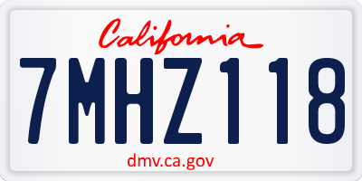 CA license plate 7MHZ118