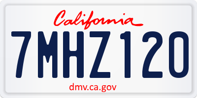 CA license plate 7MHZ120