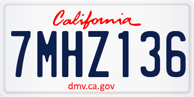 CA license plate 7MHZ136