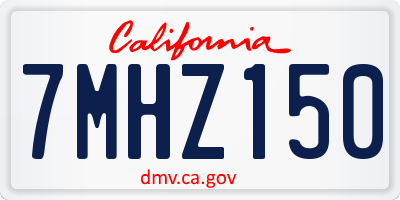 CA license plate 7MHZ150