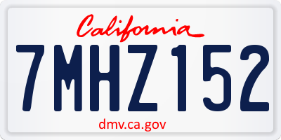 CA license plate 7MHZ152