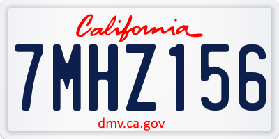 CA license plate 7MHZ156