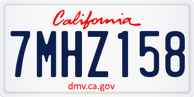 CA license plate 7MHZ158