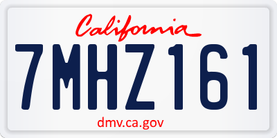 CA license plate 7MHZ161