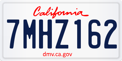 CA license plate 7MHZ162