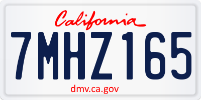 CA license plate 7MHZ165