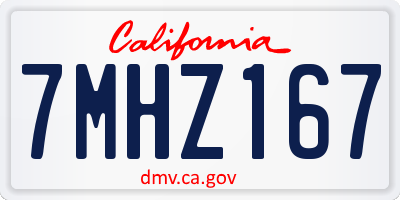 CA license plate 7MHZ167