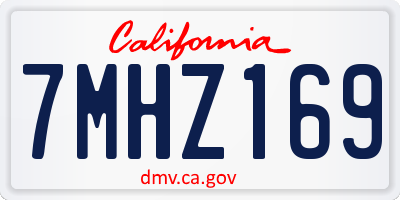 CA license plate 7MHZ169