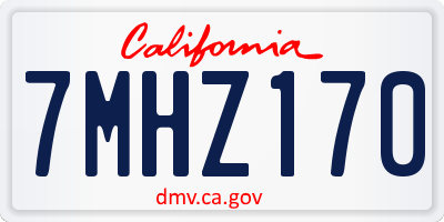 CA license plate 7MHZ170