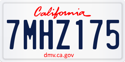 CA license plate 7MHZ175