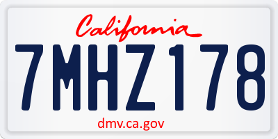 CA license plate 7MHZ178