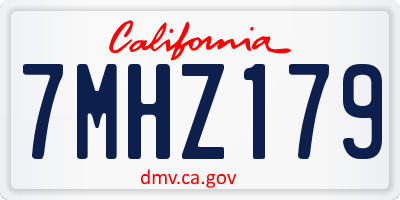 CA license plate 7MHZ179